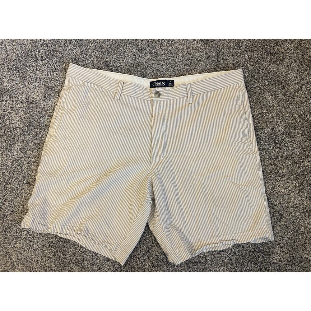Chaps Men's Seersucker White Tan Striped Shorts Size 40